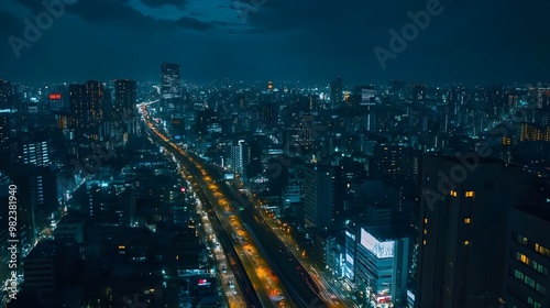 Wallpaper Mural Aerial cityscape at night illuminated by countless lights picture Torontodigital.ca