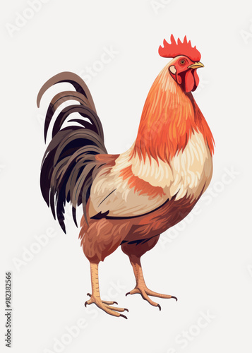 Colorful rooster illustration artwork