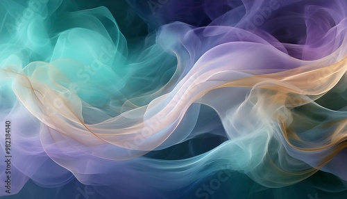 Soft, wispy trails of smoke rise and twirl through the air, blending hues of colors creating a dreamlike, ethereal background of flowing, translucent forms.