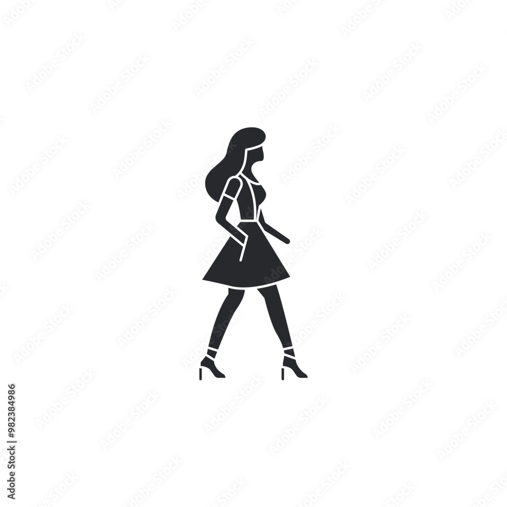 Slim girl walking icon. elegant walk female symbol template for graphic and web design collection logo vector illustration