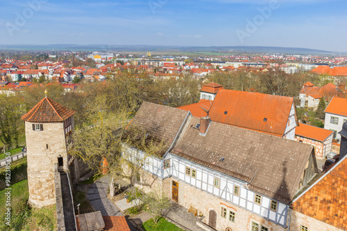 Hospital tower an d half timbered house in Muhlhausen, Germany photo