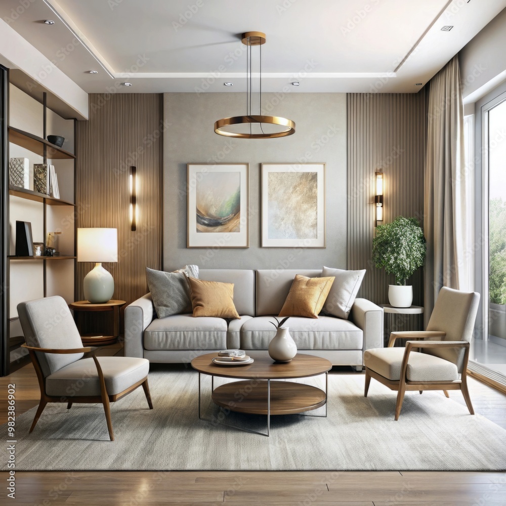 Fototapeta premium minimalist living room with a sophisticated, beautiful design.