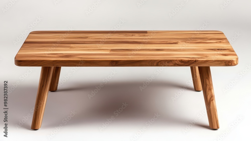 Minimalistic wooden coffee table with sleek legs, white background, isolated, modern furniture design Minimalistic wooden coffee table with sleek legs, white background, isolated, modern furniture design