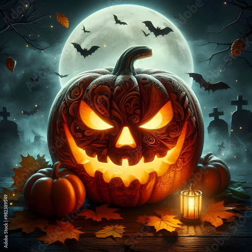 Halloween pumpkin background featuring spooky jack-o-lanterns on a black backdrop, perfect for autumn celebrations	