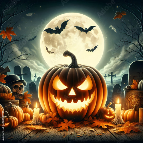 Halloween pumpkin background featuring spooky jack-o-lanterns on a black backdrop, perfect for autumn celebrations	