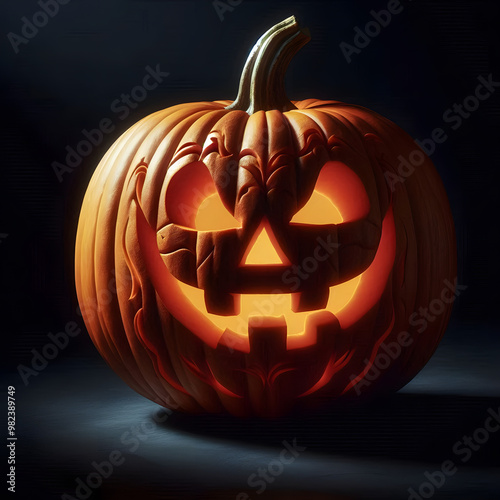 Halloween pumpkin background featuring spooky jack-o-lanterns on a black backdrop, perfect for autumn celebrations	