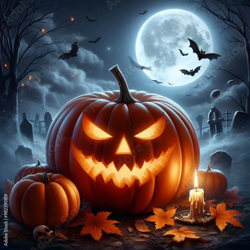 Halloween pumpkin background featuring spooky jack-o-lanterns on a black backdrop, perfect for autumn celebrations	