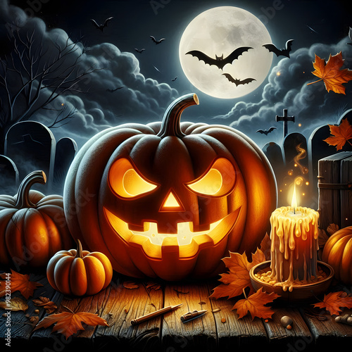 Halloween pumpkin background featuring spooky jack-o-lanterns on a black backdrop, perfect for autumn celebrations	