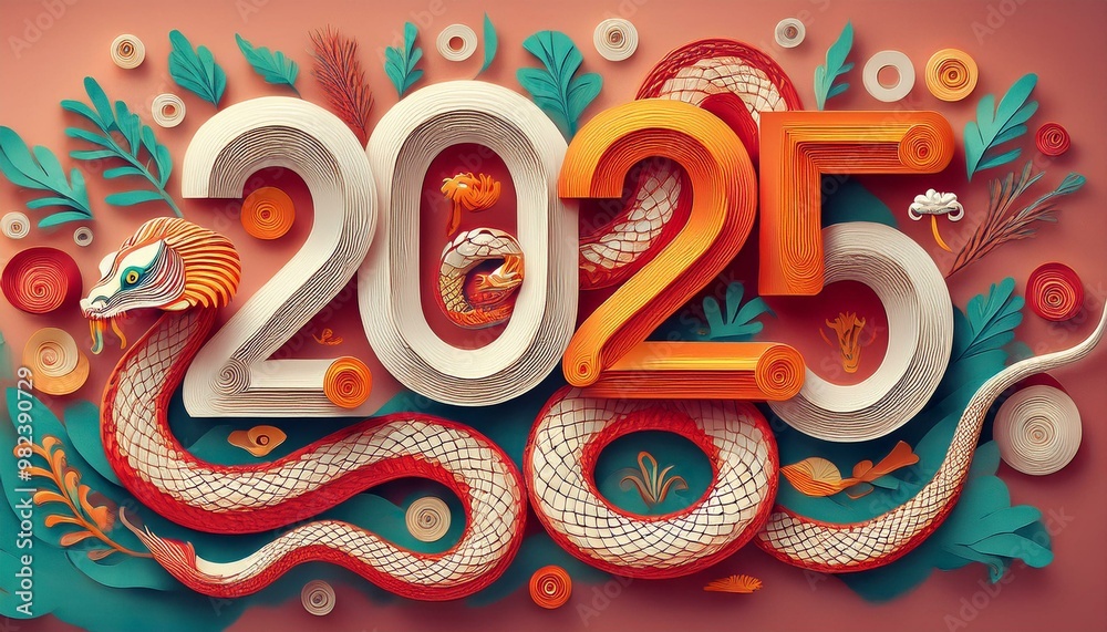 New Year's card with big numbers of the year 2025 New Year's card with big numbers of the year 2025