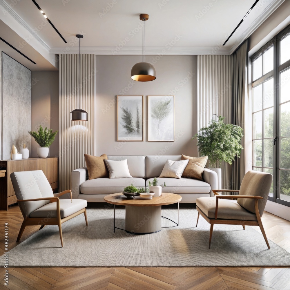 Fototapeta premium minimalist living room with a sophisticated, beautiful design.