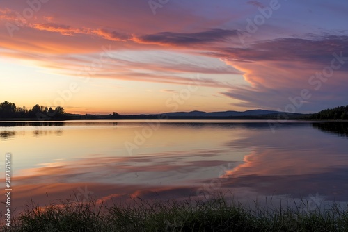 A breathtaking sunset, with the sky painted in hues of orange, pink, and purple