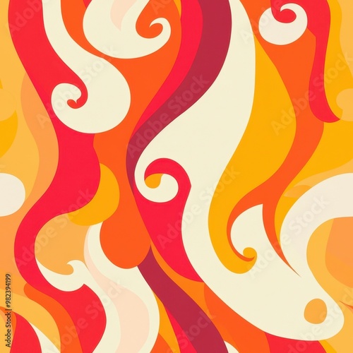 Vibrant Abstract Swirl Patterns in Warm Shades of Orange and Red