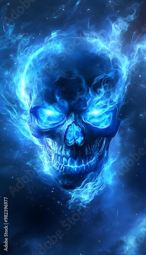 Blue Fantasy Skull