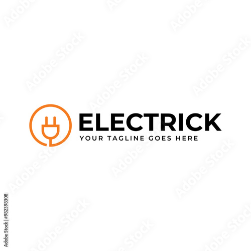 Electrical power plug logo. Current and voltage symbol.