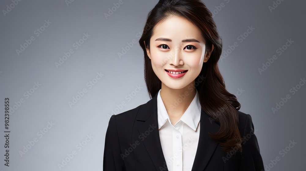 Portrait of the beautiful asian businesswoman on light background. Neural network ai generated art Portrait of the beautiful asian businesswoman on light background. Neural network ai generated art