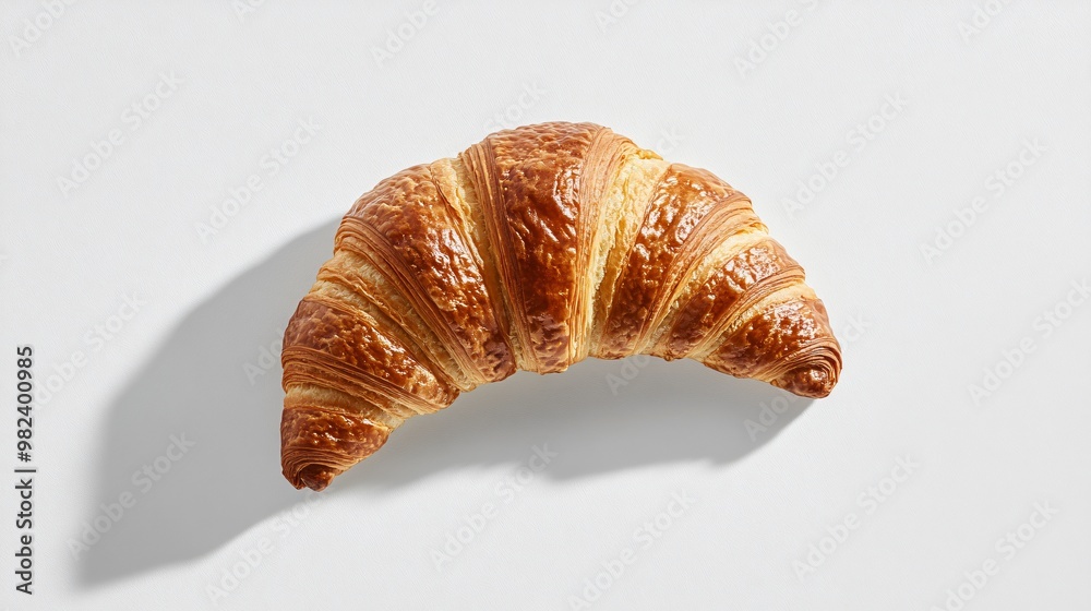 Freshly Baked Golden Croissant on White Background Freshly Baked Golden Croissant on White Background