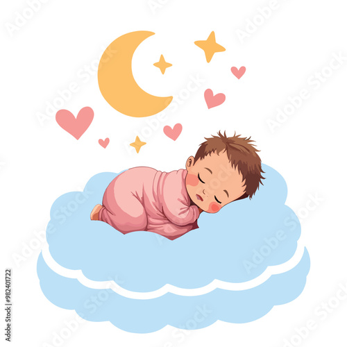 baby sleeping in the clouds