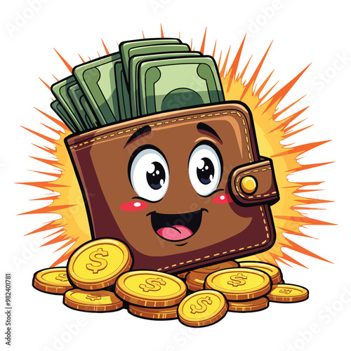 cartoon illustration of a person with money