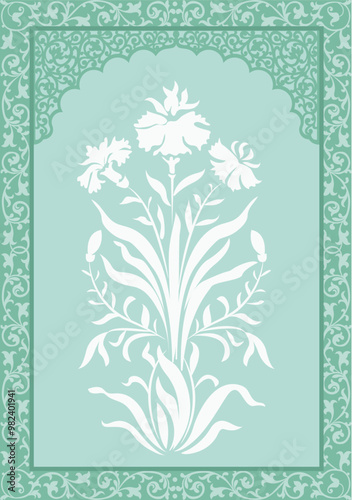 A beautiful composed seamless floral design pattern for digital print, Indian Mughal flower motif background border