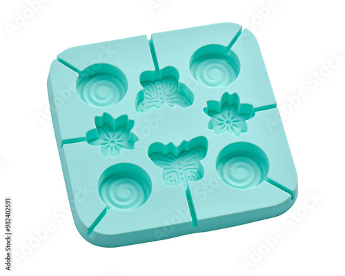 Silicone lollipop mold on a white background