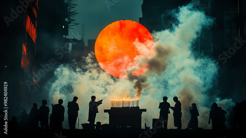 Devotees lighting incense at a shrine during the Vegetarian Festival in Thailand