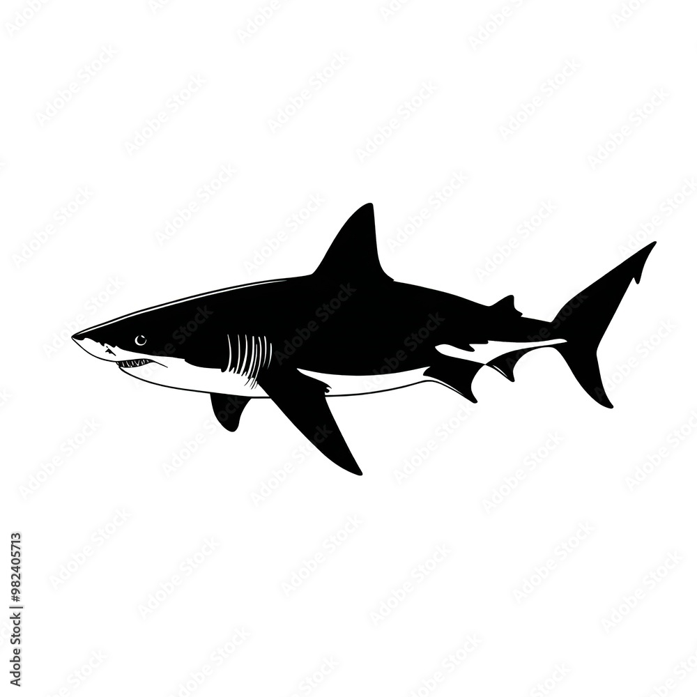 Obraz premium Shark Silhouette Vector Illustration on white background 