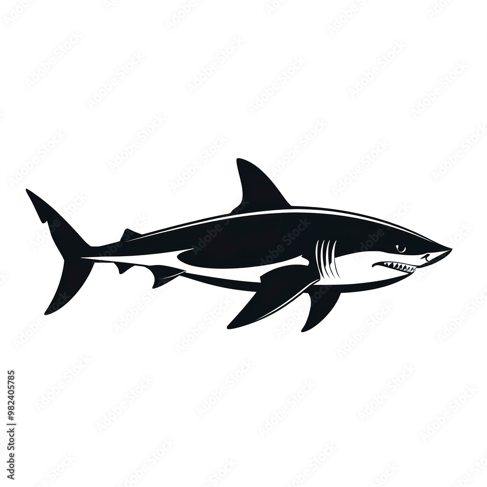 Shark Silhouette Illustration on white background Shark Silhouette Illustration on white background