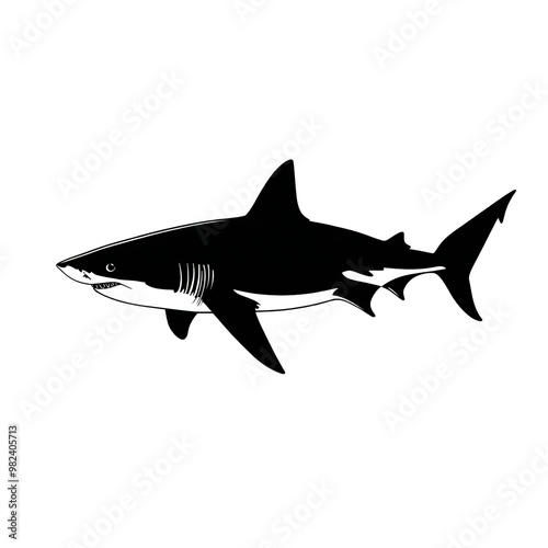 Shark Silhouette Vector Illustration on white background 