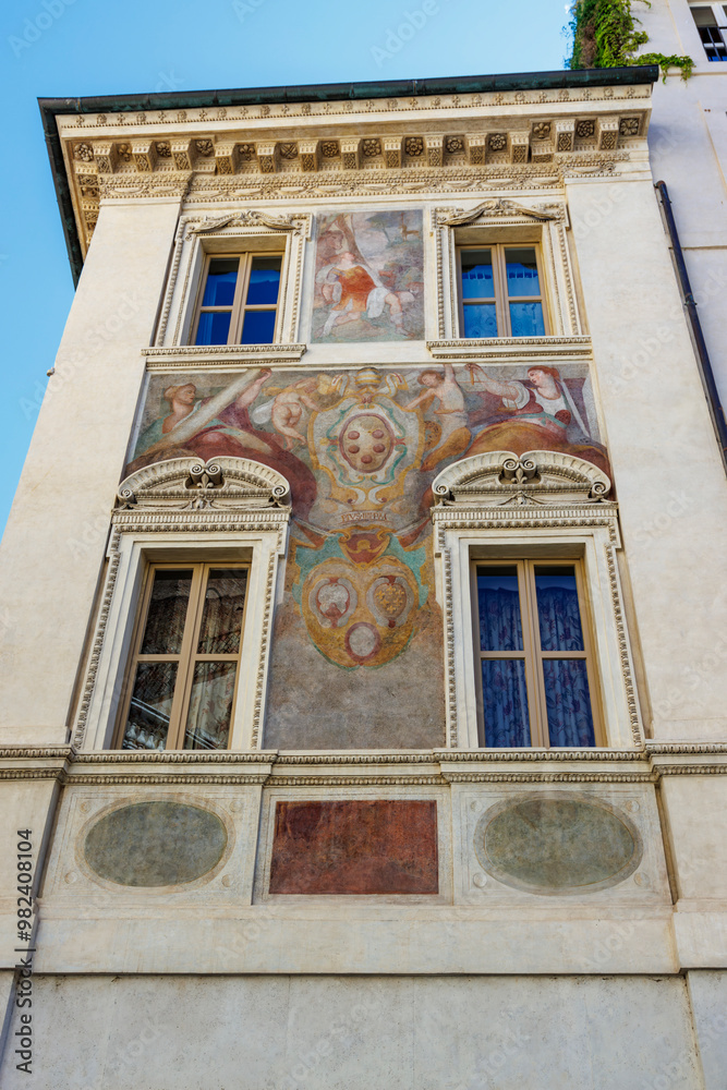 Fototapeta premium Ornate Renaissance facade of Palazzetto di Tizio di Spoleto palace in Rome, Italy, Europe