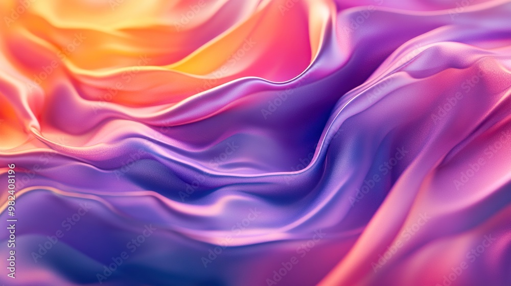 A vibrant, flowing fabric texture in shades of purple, pink, and orange. A vibrant, flowing fabric texture in shades of purple, pink, and orange.