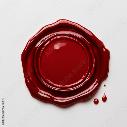 Red wax seal on white background . put initials or logo