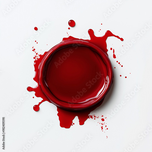 Red wax seal on white background . put initials or logo