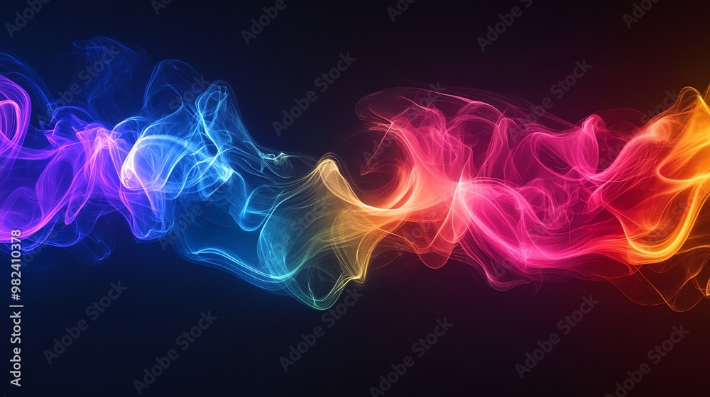 Obraz premium Abstract flowing waves of light in blue, pink, and orange.