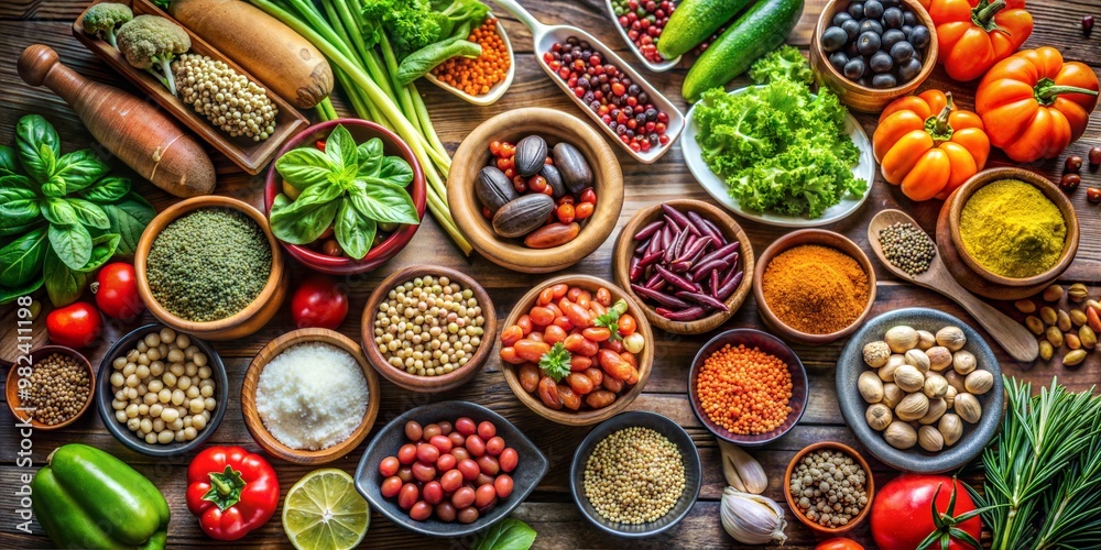 set of various fresh organic food and vegetables set of various fresh organic food and vegetables