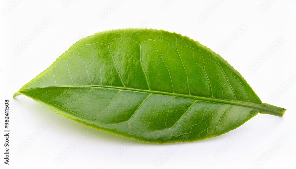 Obraz premium Natural Essence: Isolated Green Tea Leaves Against White Background