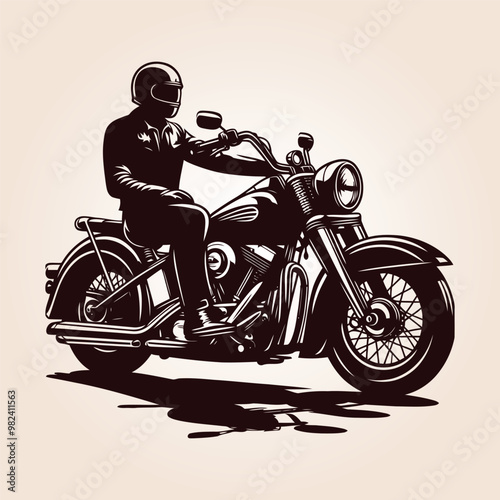 Classic Motorcycle Vector Illustration, Vintage Old Motorcycle, 