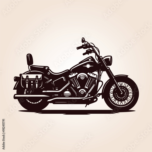 Classic Motorcycle Vector Illustration, Vintage Old Motorcycle, 