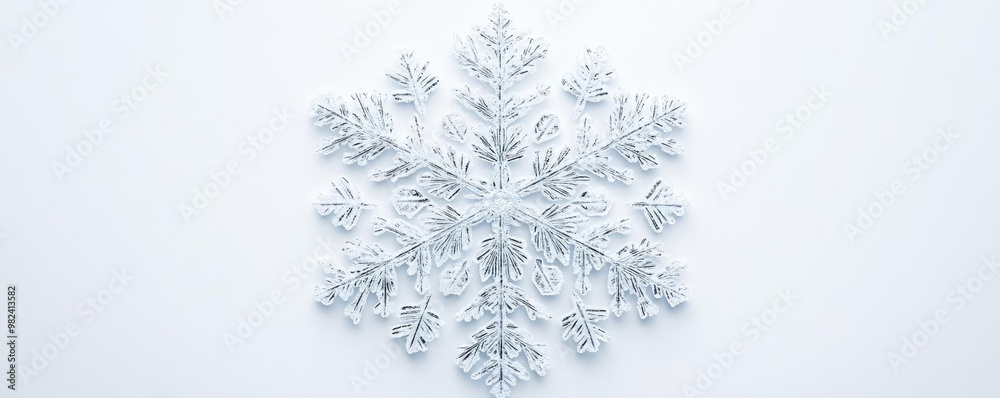 A beautiful, intricate snowflake design on a clean white background, showcasing the elegance of winter and the uniqueness of nature.