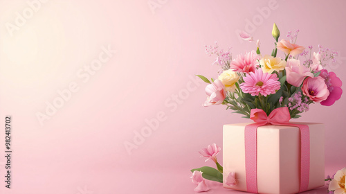 Flowers and Wrapping Present Background