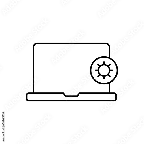 Laptop with gearwheel icon