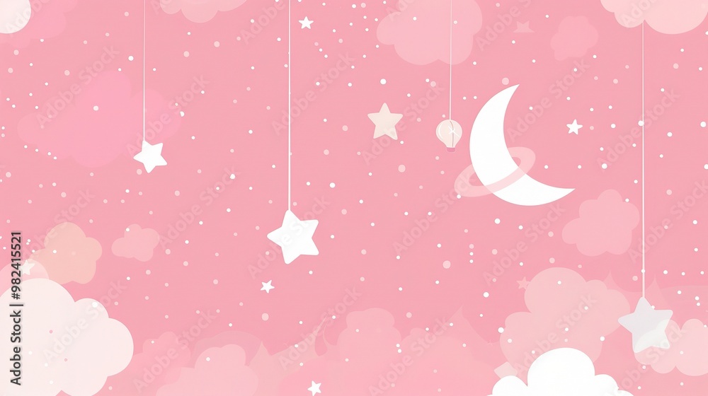 A delightful children's cartoon scene set against a dreamy pink background. There are colorful and cute characters that might be animals or little people