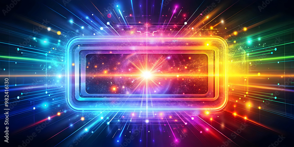 Fototapeta premium Vibrant Glowing Abstract Digital Art Depicting Payment Gateway for Fintech Advertising & Online Payment Platforms