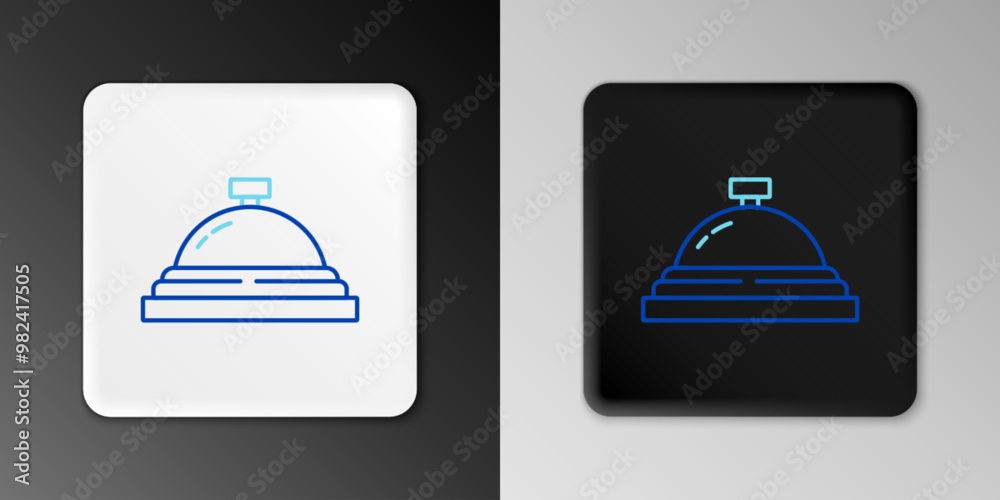 Line Hotel service bell icon isolated on grey background. Reception bell. Colorful outline concept. Vector Line Hotel service bell icon isolated on grey background. Reception bell. Colorful outline concept. Vector