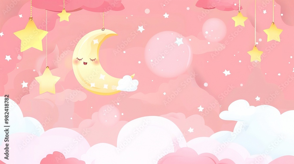 A delightful children's cartoon scene set against a dreamy pink background. There are colorful and cute characters that might be animals or little people A delightful children's cartoon scene set against a dreamy pink background. There are colorful and cute characters that might be animals or little people