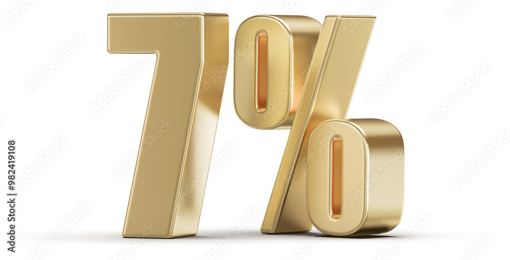 7 Percent Off Sale . Gold Number Discount 3D Render 7 Percent Off Sale . Gold Number Discount 3D Render