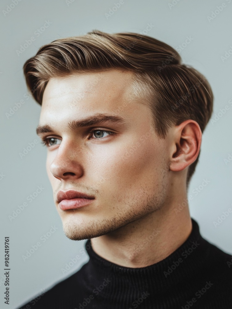 Stylish Young Man in Trendy Attire Posing for a Headshot Stylish Young Man in Trendy Attire Posing for a Headshot