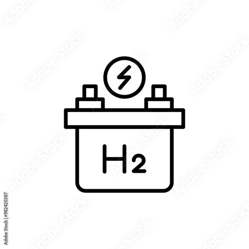 Hydrogen battery outline icons, minimalist vector illustration ,simple transparent graphic element .Isolated on white background