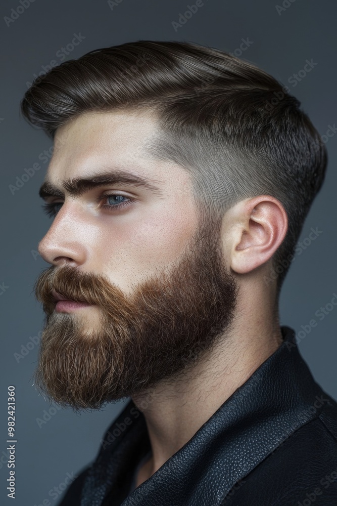 Obraz premium Well groomed Bearded Man in Formal Attire Posing Confidently in Studio