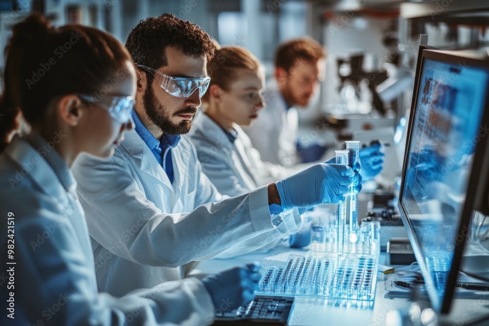 custom made wallpaper toronto digitalTeam of scientists conducting experiments in a modern laboratory setting