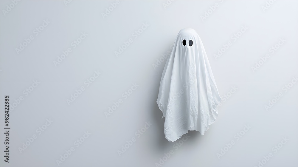 A ghost floating, Halloween spirit, minimalist design, transparent effect, isolated on white background A ghost floating, Halloween spirit, minimalist design, transparent effect, isolated on white background